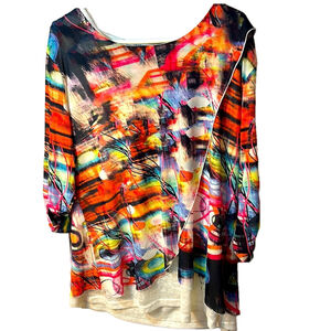 Variations, Colorful Abstract Print lightweight Blouse size XXL